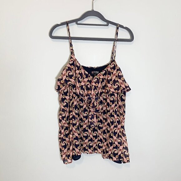The Webster Miami at Target boho floral strappy ruffle flowy lined tank top - Picture 1 of 10